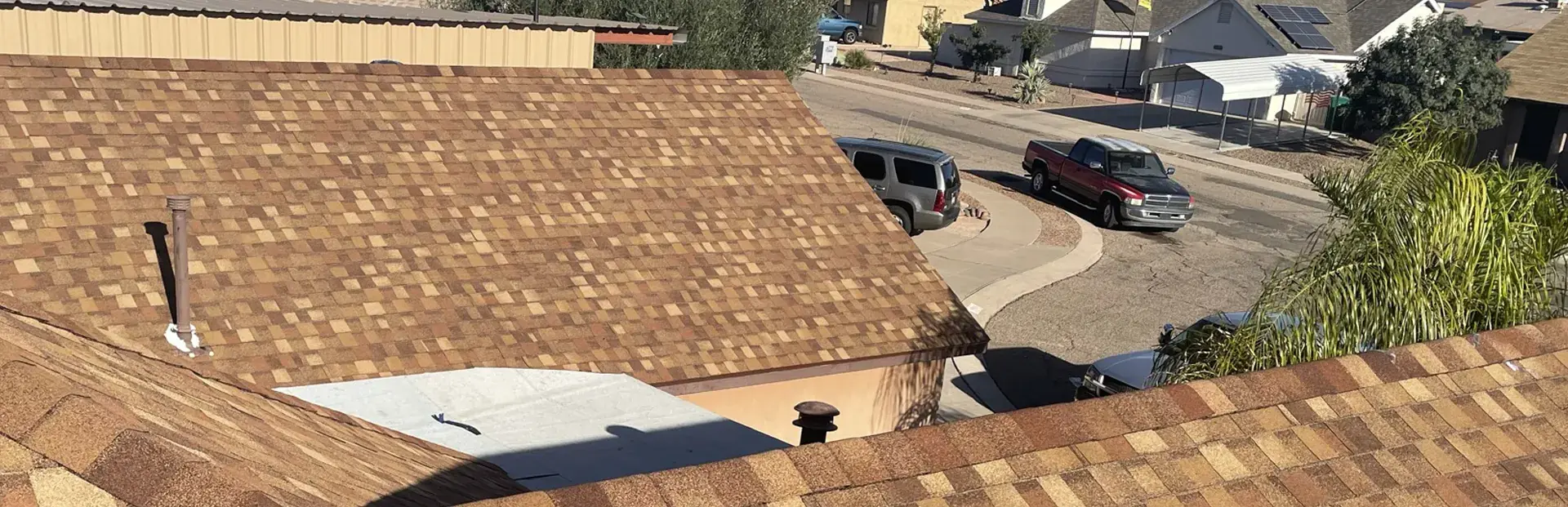 Completed shingle roof installation by Blueprint Home Services in Tucson